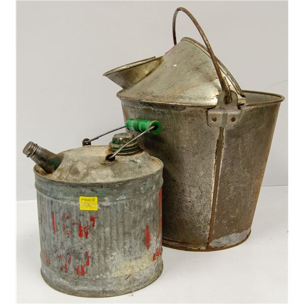 ANTIQUE MILK PAIL AND OTHER COLLECTIBLES