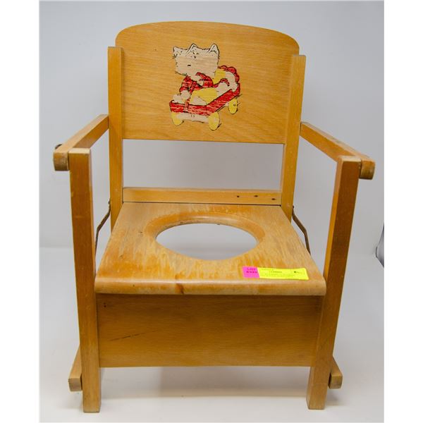 ANTIQUE WOODEN CHILDREN TRAINING POTTY PORTABLE