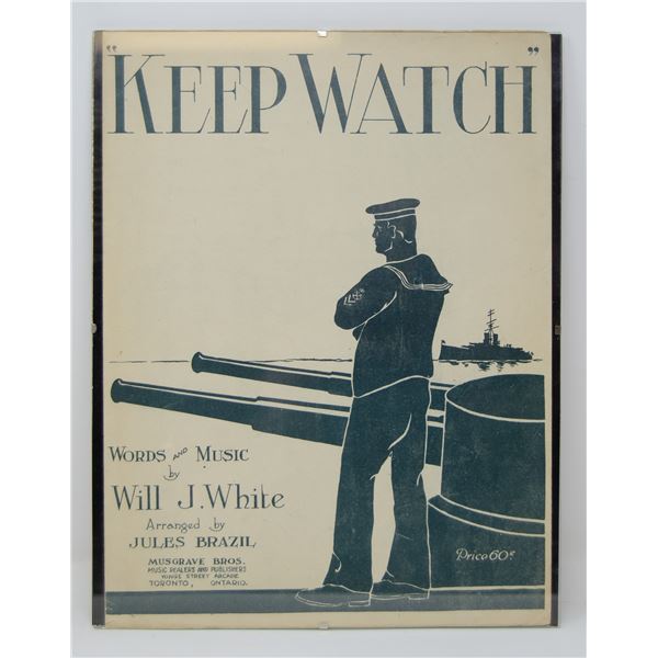 ANTIQUE ORIGINALLY FRAMED "KEEP WATCH"  MUSIC