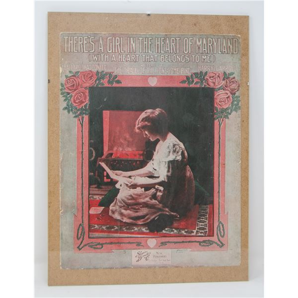 ANTIQUE ORIGINALLY FRAMED "THERE'S A GIRL IN THE