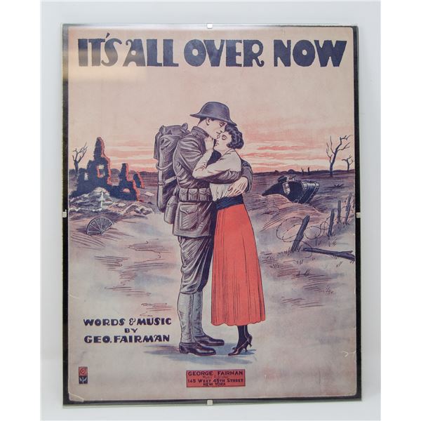 ANTIQUE ORIGINALLY FRAMED "IT'S ALL OVER NOW"