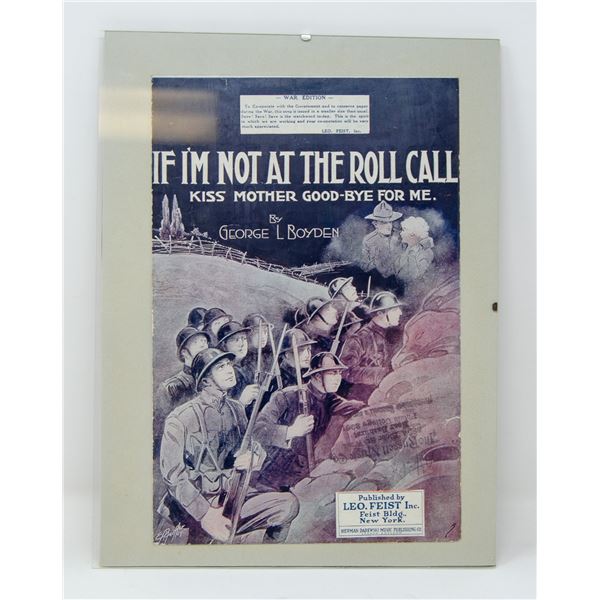 ANTIQUE ORIGINALLY FRAMED "IF IM NOT AT THE ROLL