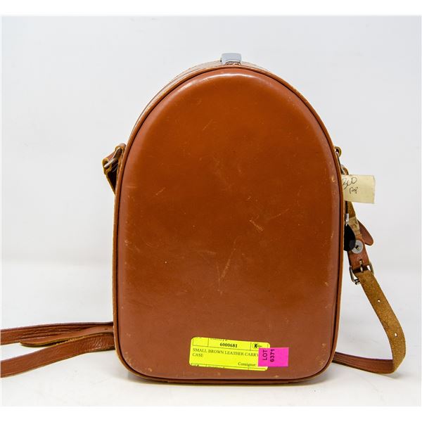 SMALL BROWN LEATHER CARRY CASE