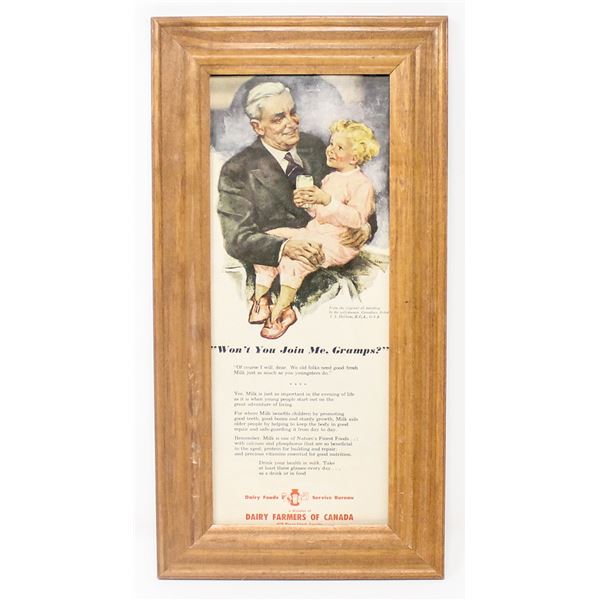 ANTIQUE DAIRY FARMERS ADVERT FRAMED