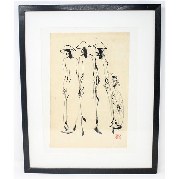ORIGINAL JAPANESE INK ON PAPER FRAMED