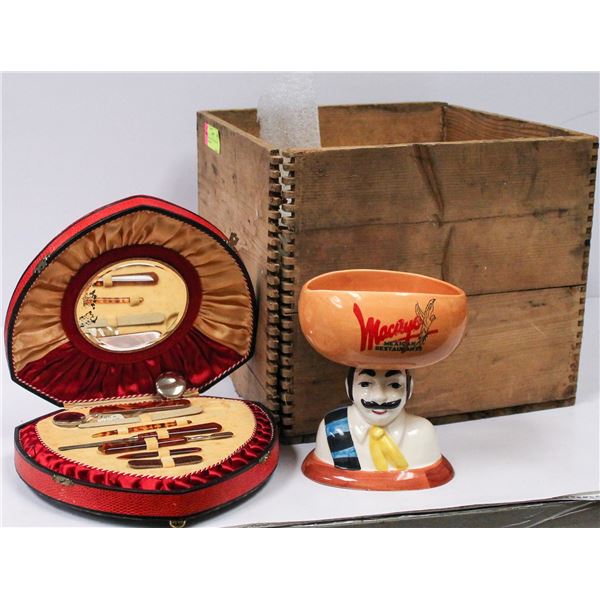 CRATE OF VINTAGE CHINA AND GLASSWARE