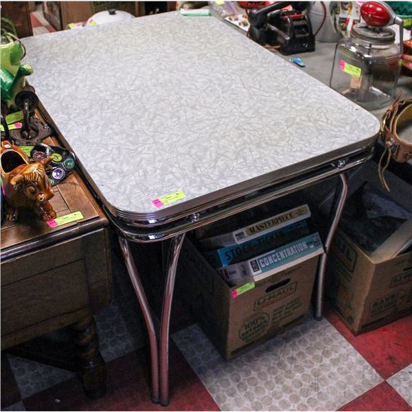 1950S KITCHEN TABLE FORMICA AND CHROME