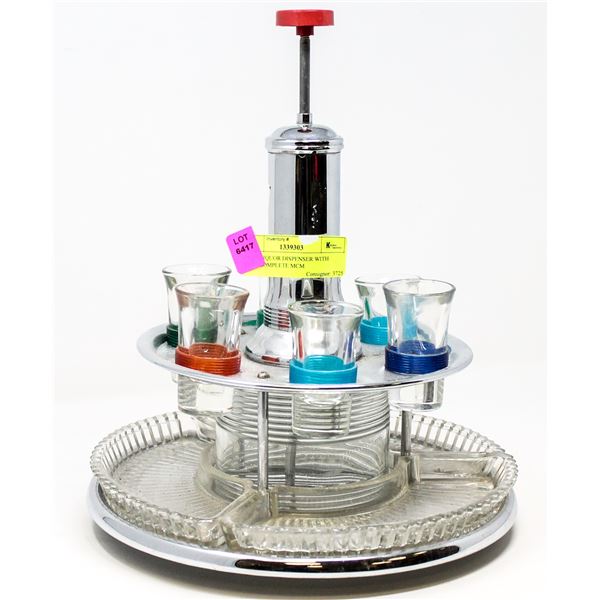 1950S LIQUOR DISPENSER WITH CUPS COMPLETE MCM