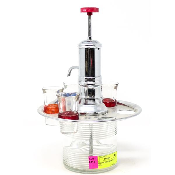 1950S LIQUOR DISPENSER WITH 4 CUPS MCM