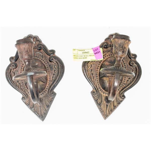 ORNATE CAST WALL MOUNT CANDLE HOLDERS