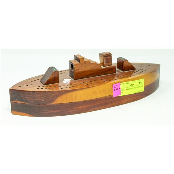 ANTIQUE CARVED BATTLESHIP CRIB BOARD