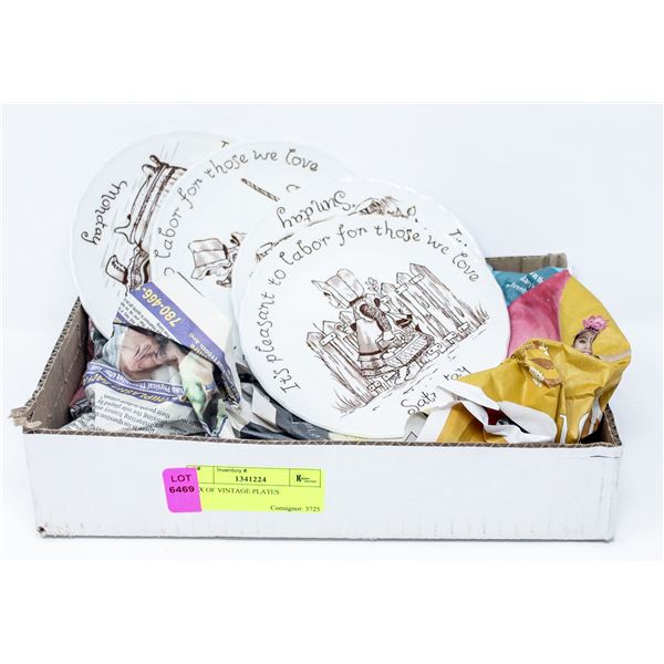 BOX OF VINTAGE PLATES