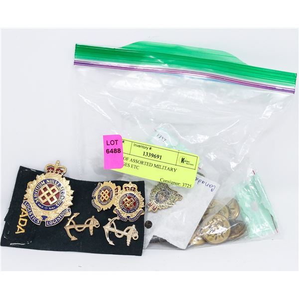 LOT OF ASSORTED MILITARY BADGES ETC