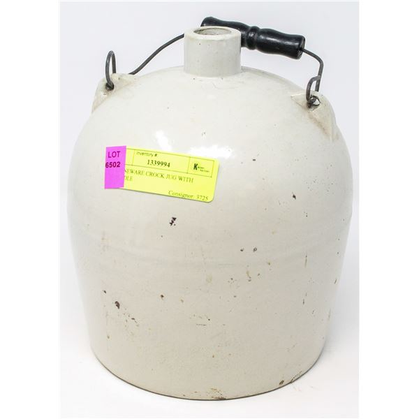 STONEWARE CROCK JUG WITH HANDLE
