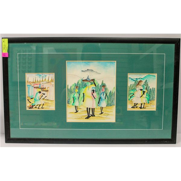 SET OF THREE FRAMED WATERCOLOURS