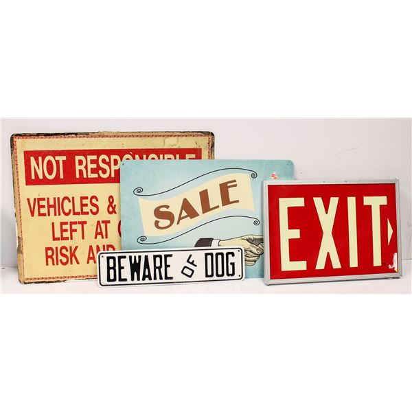 LOT OF FOUR VINTAGE SIGNS