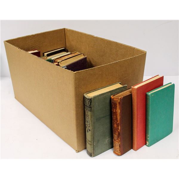 BOX OF ASSORTED ANTIQUE BOOKS 1800S UP