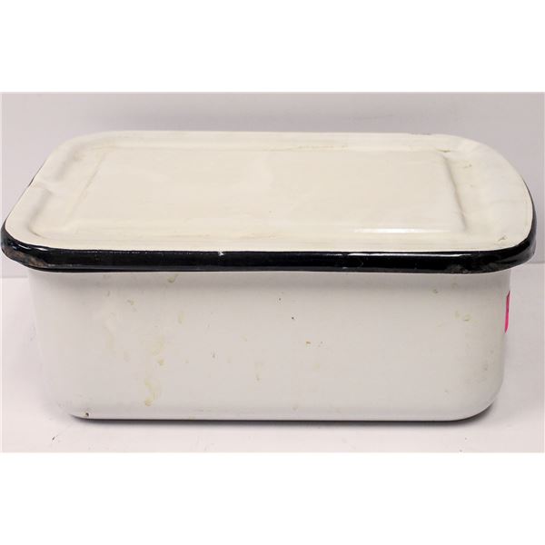 ANTIQUE ENAMEL METAL SQUARE CONTAINER