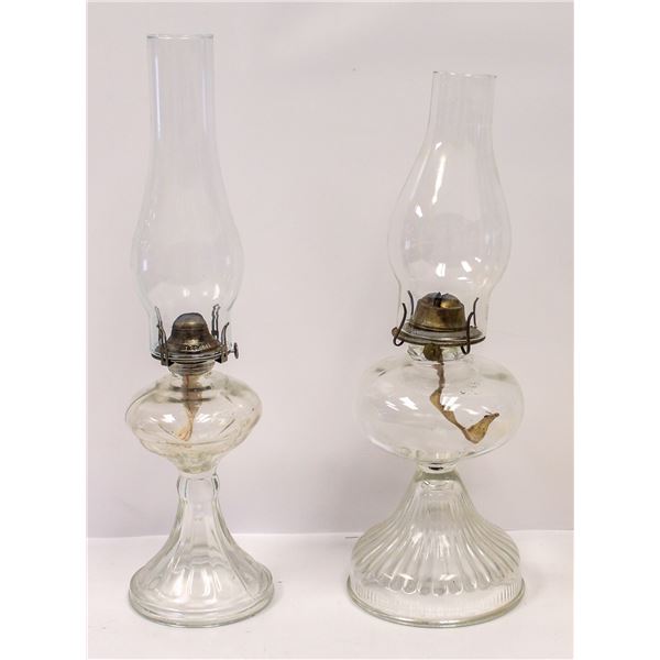 PAIR OF ANTIQUE COAL OIL LAMPS