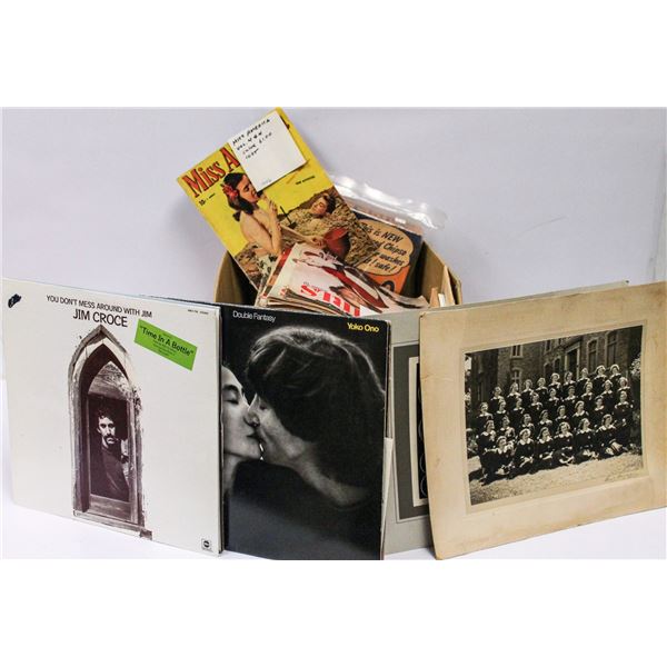 BOX OF ASSORTED VINTAGE MAGAZINES AND