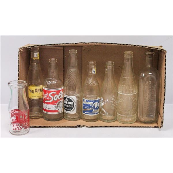BOX OF ASSORTED RARE SODA BOTTLES