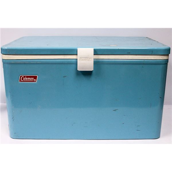 VINTAGE BABY BLUE COLEMAN COOLER METAL