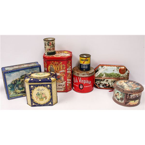 TRAY LOT OF VINTAGE ADVERTISING TINS
