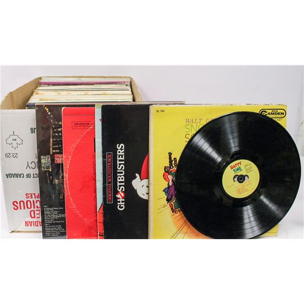 BOX OF APPROX 100 ASSORTED VINTAGE RECORDS