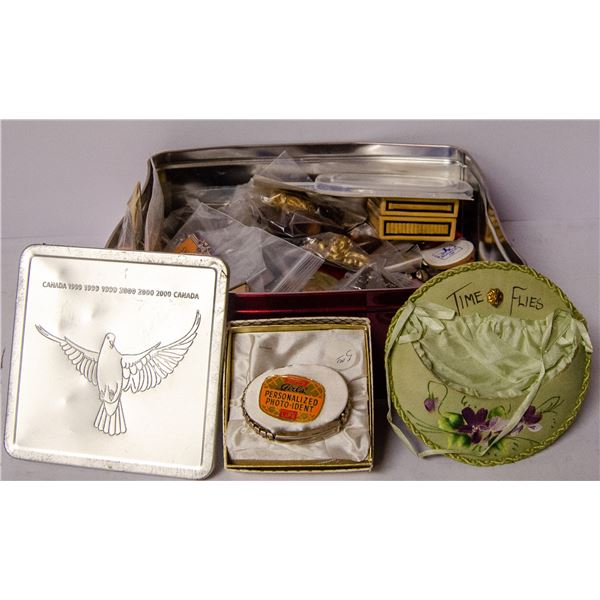 BIN FULL OF ASSORTED ANTIQUES AND COLLECTIBLES