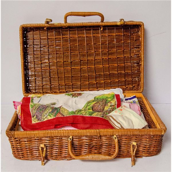 BASKET FULL OF ANTIQUE LADIES SCARVES