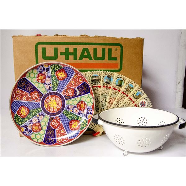 BOX OF ANTIQUE DISHES