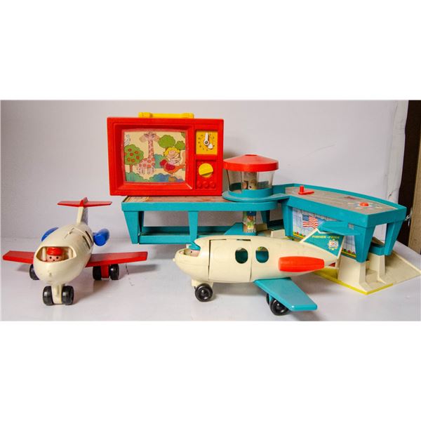 VINTAGE FISHER PRICE AIRPORT WITH TWO PLANES
