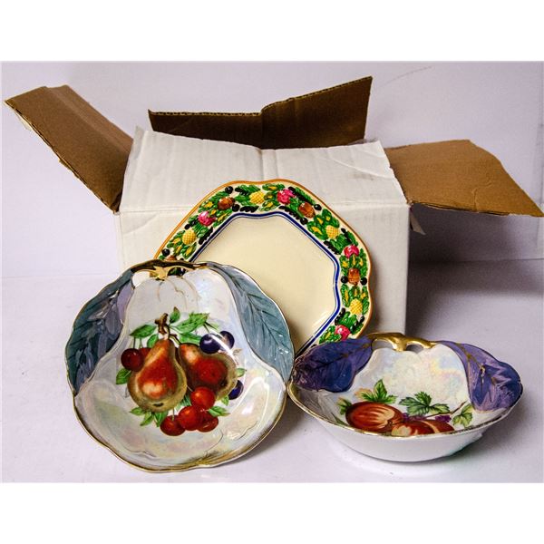 BOX OF ASSORTED VINTAGE CHINA CUPS SAUCERS DISHES