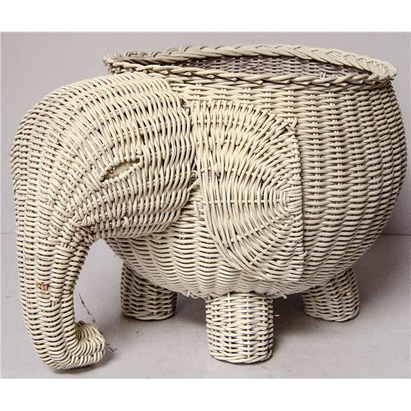 VINTAGE ELEPHANT WICKER BASKET