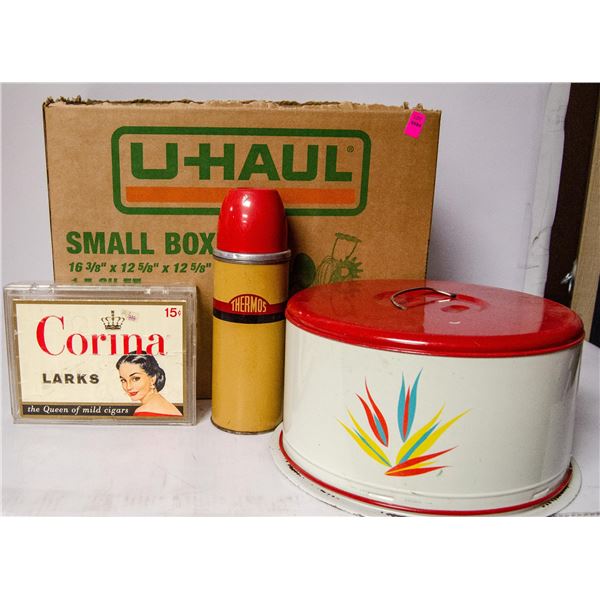 BOX OF VINTAGE ESTATE ITEMS AND DISHWARE