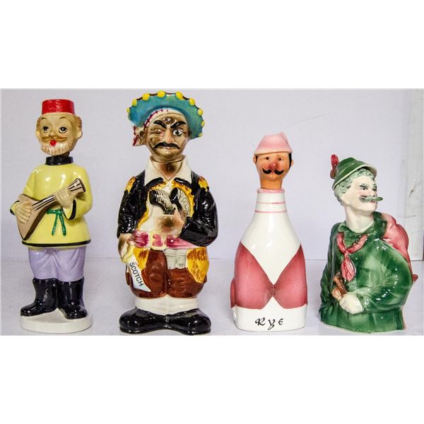 BOX OF ASSORTED VINTAGE FIGURAL DECANTERS