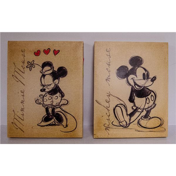 PAIR OF MICKEY AND MINNIE CANVAS PICTURES