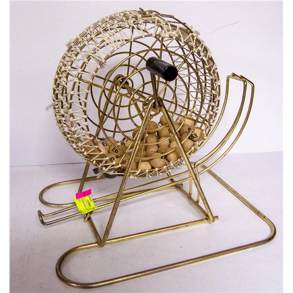 ANTIQUE BINGO BALL DISPENSER WITH BALLS