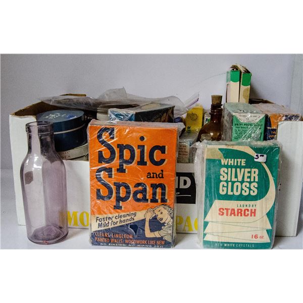 BOX OF ASSORTED ANTIQUE KITCHEN BOXES AND TINS
