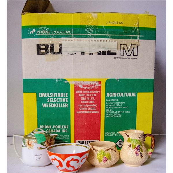 LARGE BOX OF ASSORTED ANTIQUE CHINA