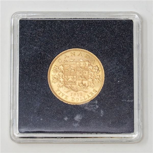 1912 GOLD CANADA $5 DOLLARS COINS EF+ CONDITION