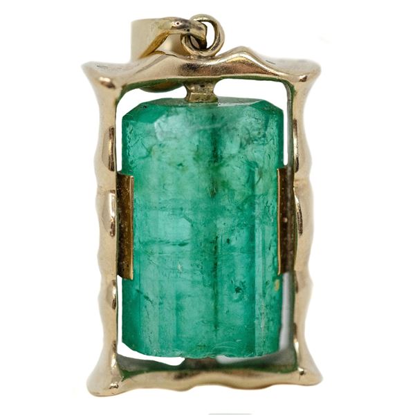 MGI CERTIFIED NATURAL EMERALD 14K GOLD BEZEL