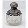 Image 1 : VINTAGE .925 SILVER TOP CRYSTAL BOTTLE, 49g ASW