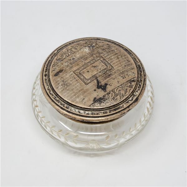 VINTAGE .925 SILVER TOP CRYSTAL BOWL, 64g ASW