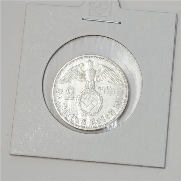 1939 WWII SILVER NAZI GERMANY 2 REICHSMARK COIN