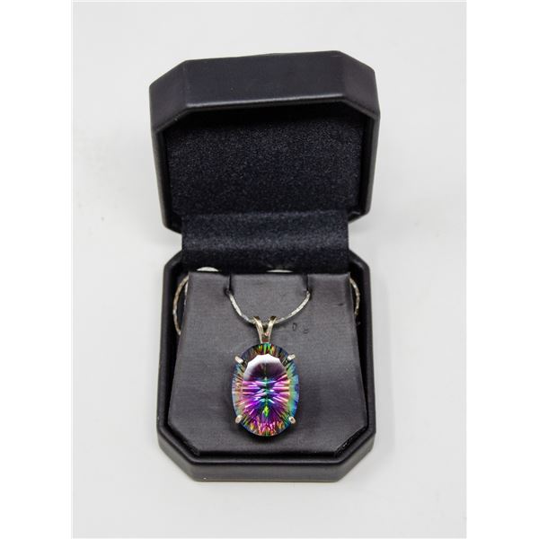 .925 SILVER MYSTIC FIRE TOPAZ GEM PENDANT,
