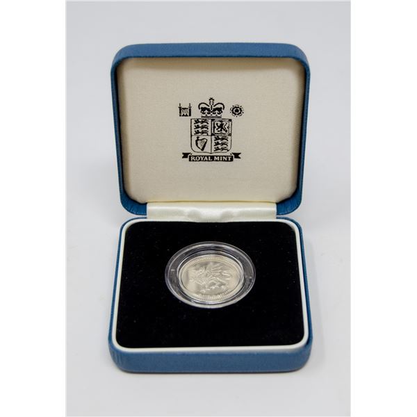 2000 UK SILVER PROOF DRAGON 1 POUND COIN IN CASE