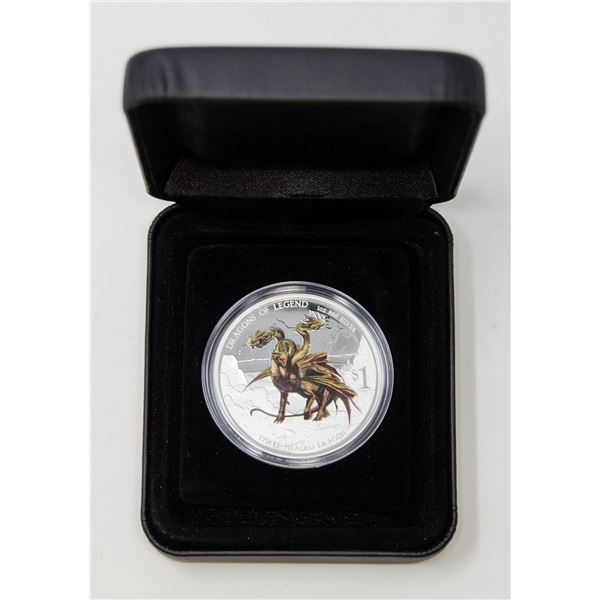 2013 1oz SILVER 3 HEADED DRAGON TUVALU $1 PR COIN