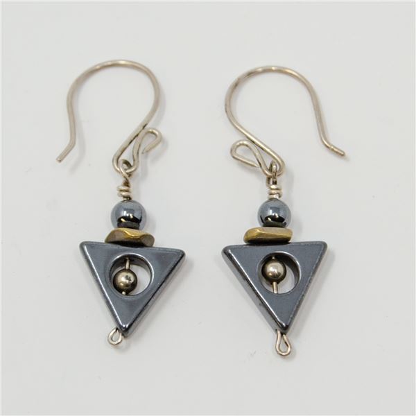 .925 SILVER  STAMPED GEMSTONE EARRINGS, 3.98g