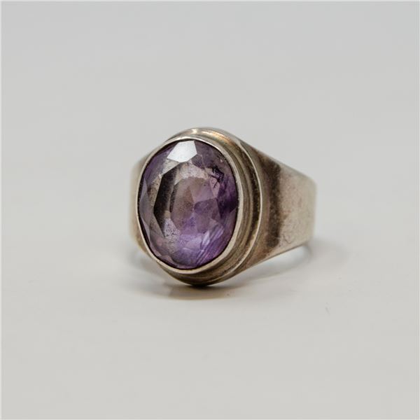 VINTAGE .925 SILVER STAMPED AMETHYST RING, 9.08g, SIZE7